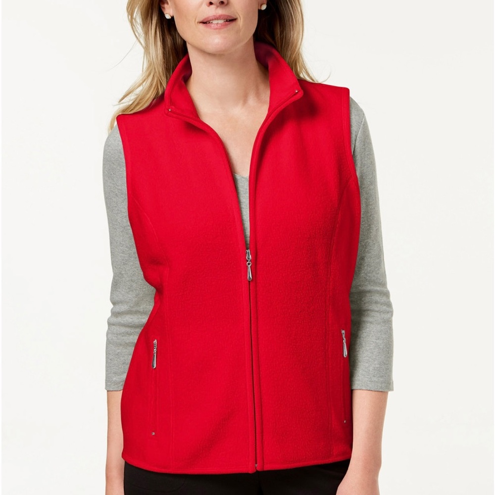 Karen Scott Zeroproof Fleece Vest NWT Color is New Amore Red